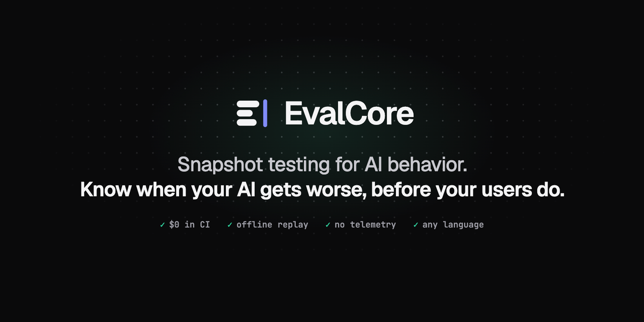 EvalCore — 官网预览图